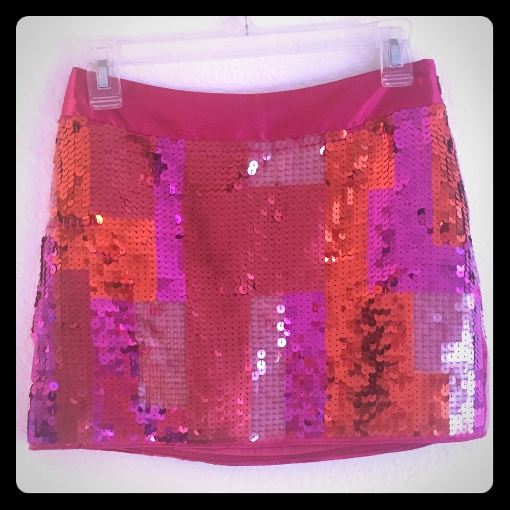 Pink sequin mini skirt by Express